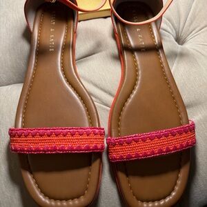 Kelly & Katie Pink and Orange Woven Strap Sandals